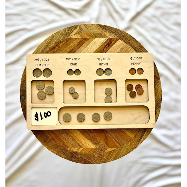 Blueberry Creek Home Montessori Coin Sorting Play Tool.