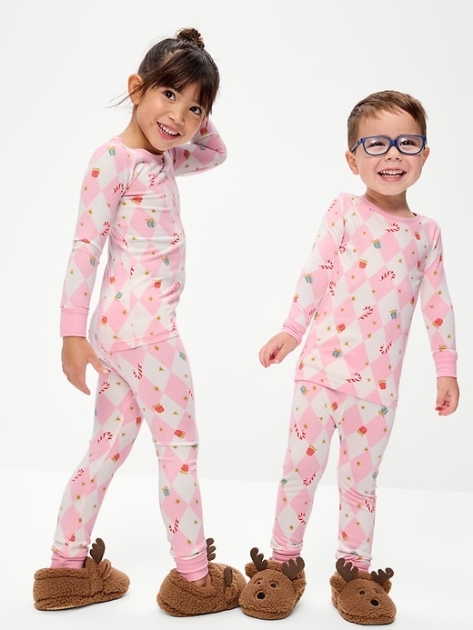 Old Navy Checkered Candy Canes SoftMode Printed Snug-Fit Pajama Set.