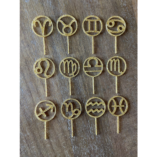 Zodiac Cupcake Toppers (One sign, Set of 6).