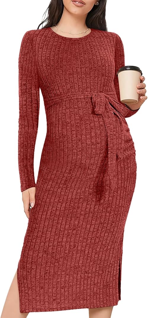 guruixu Crewneck Maternity Sweater Dress.