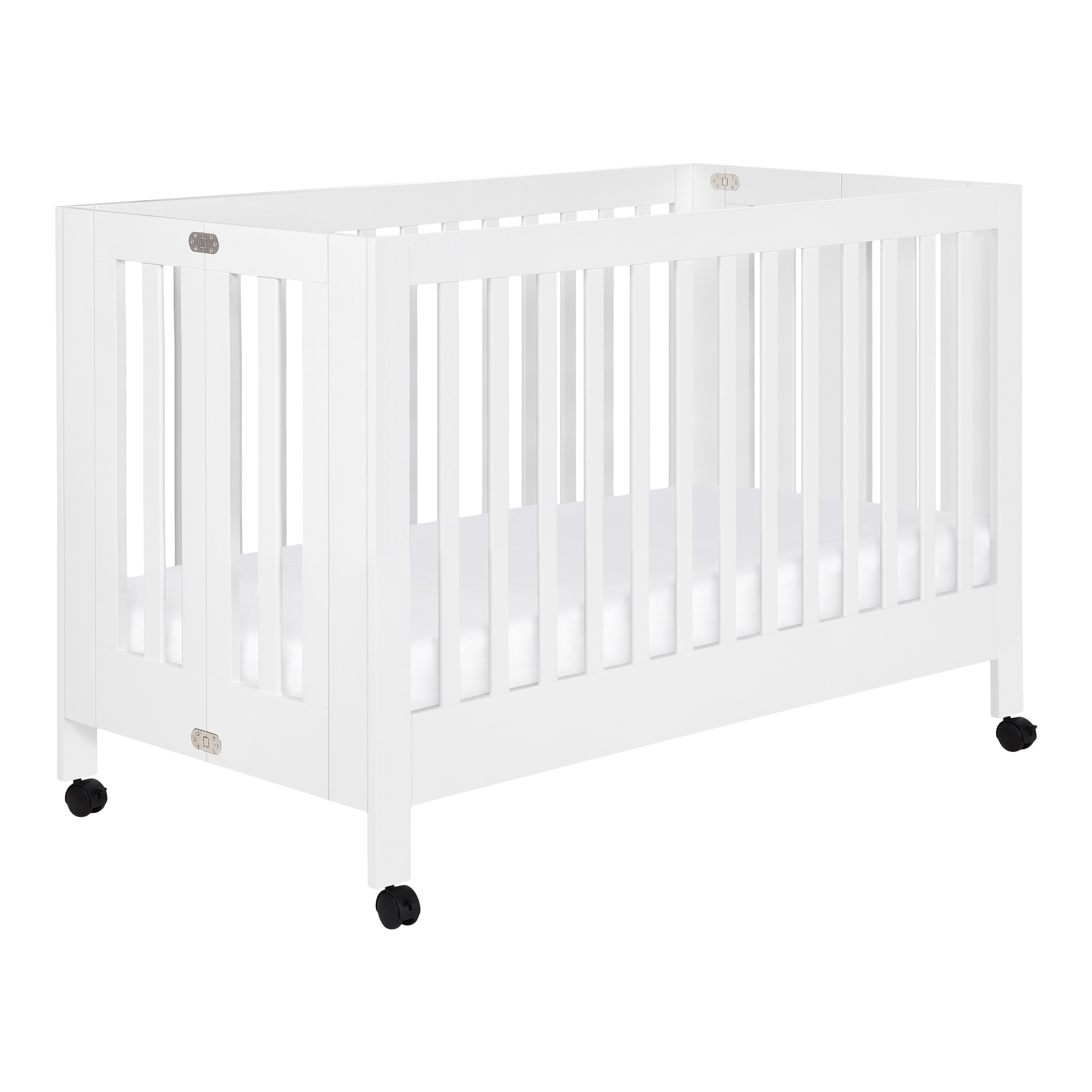 babyletto Maki Portable Folding Crib with Toddler Bed Conversion Kit - White.