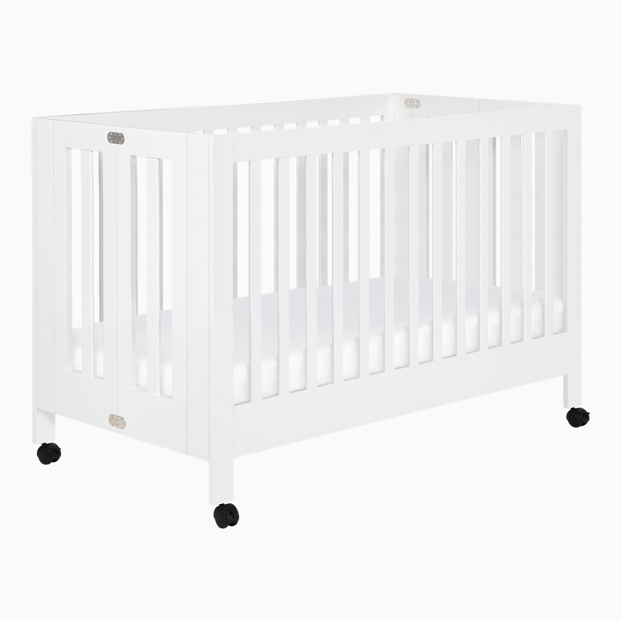babyletto Maki Portable Folding Crib with Toddler Bed Conversion Kit - White.