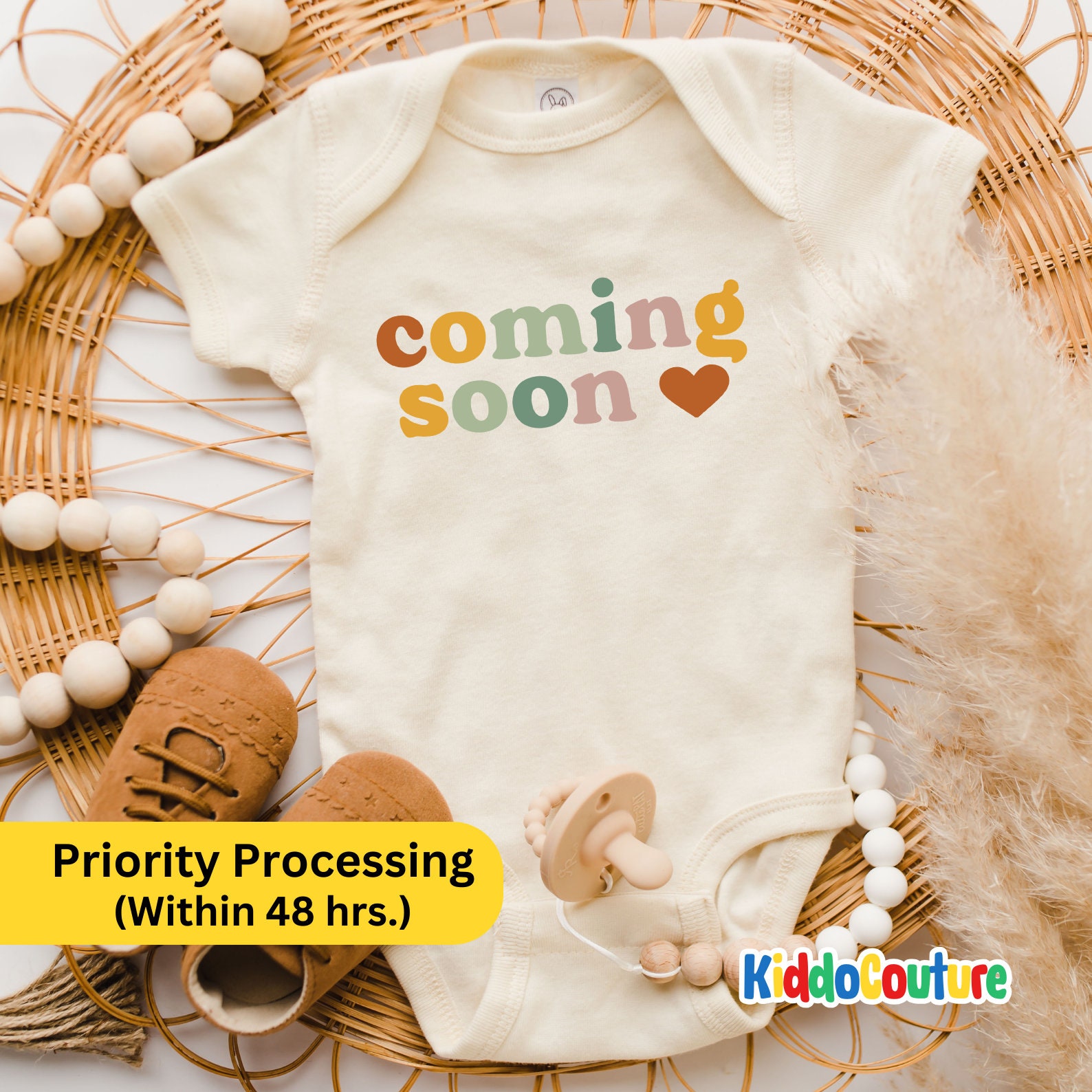 KiddoCoutureCo Coming Soon Newborn Bodysuit.