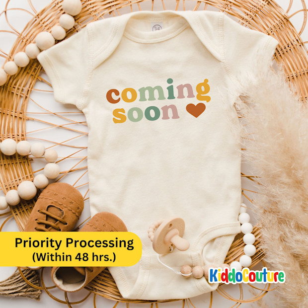KiddoCoutureCo Coming Soon Newborn Bodysuit.