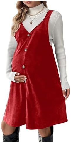 OYOANGLE Women's Maternity Button Front Sleeveless Dress.