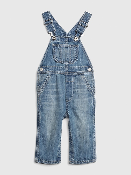 GAP Baby 100% Organic Cotton Denim Overalls in medium denim - $23.00.