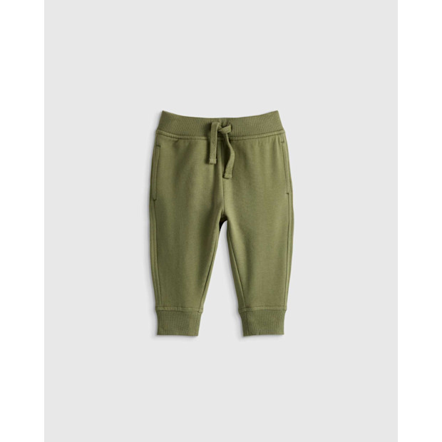 Quince Organic Cotton French Terry Joggers - Baby in Olive Green.