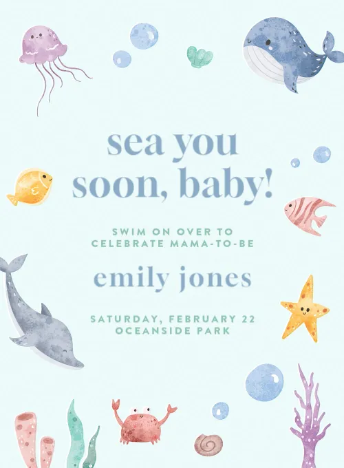 Sea Soireé Baby Shower Invitation.