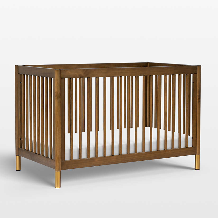 Gelato Natural Walnut Wood 4-in-1 Convertible Baby Crib.
