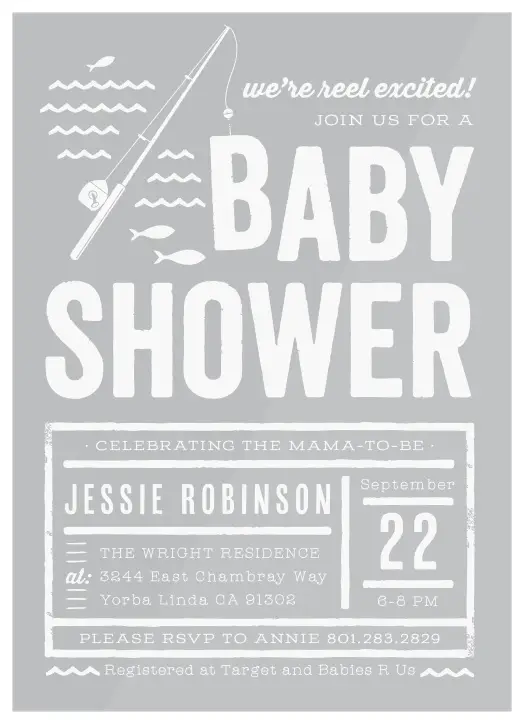 Reel Excited Clear Baby Shower Invitation.