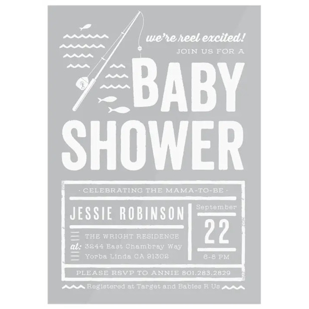 Reel Excited Clear Baby Shower Invitation.