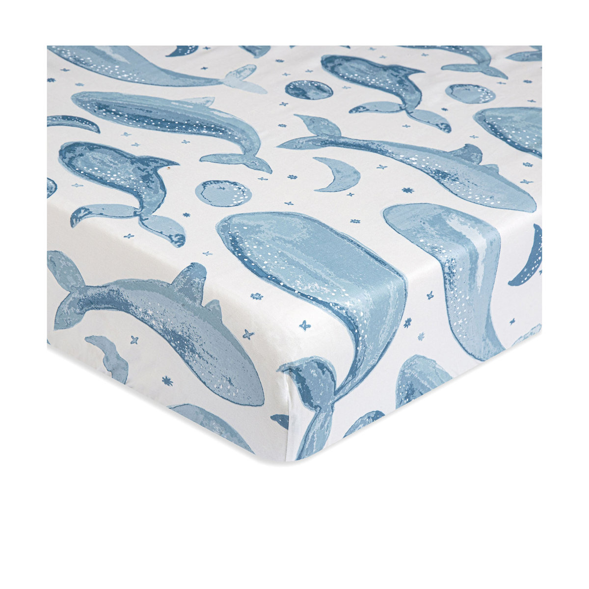 Caspian Whale Themed Fitted Crib Sheet.
