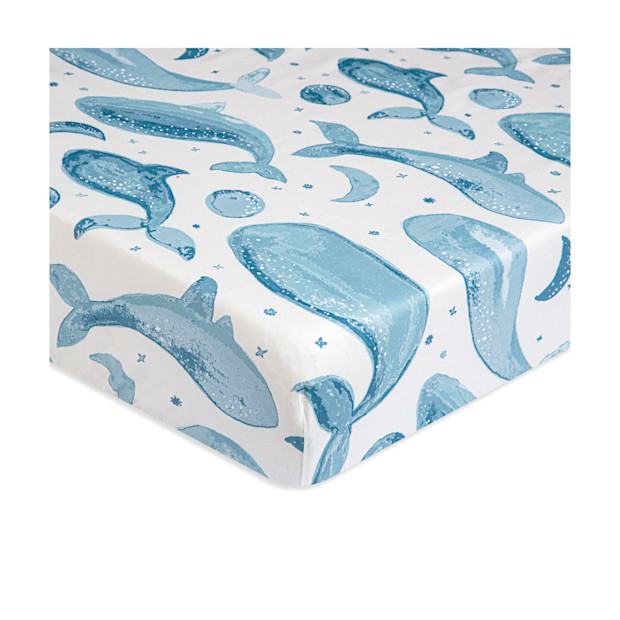 Caspian Whale Themed Fitted Crib Sheet.