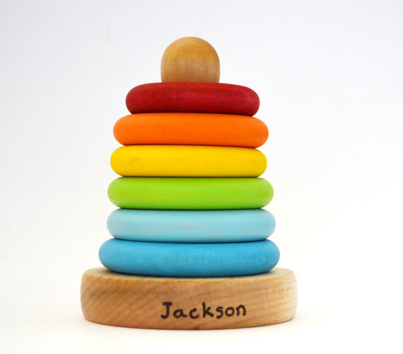 HCWoodcraft Personalized Rainbow Wooden Stacker - $27.00.