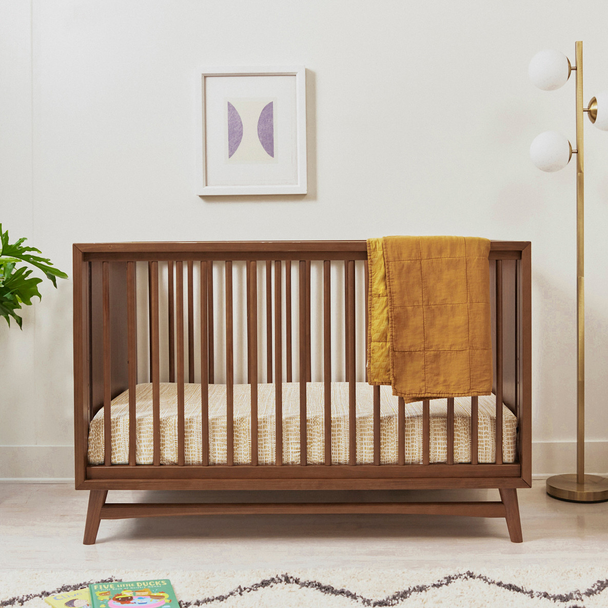 babyletto Peggy 3-in-1 Convertible Crib with Toddler Bed Conversion Kit - Natural Walnut.