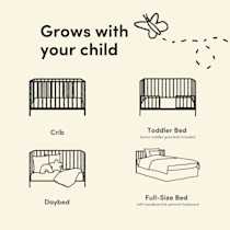 Infographic showing crib types for different age groups.
