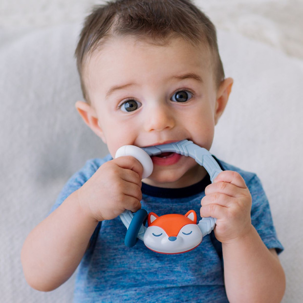 Itzy Ritzy Silicone Teether with Rattle - Fox.
