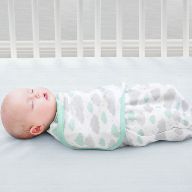 Delta Children Little Lambs Adjustable Swaddle Wrap (4-Pack) - Green, Extra Small.