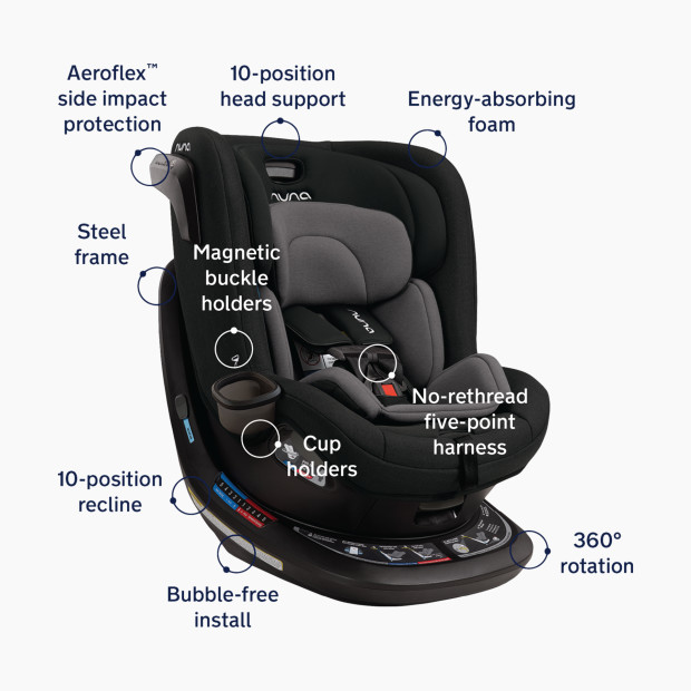 Nuna REVV Rotating Convertible Car Seat - Caviar.