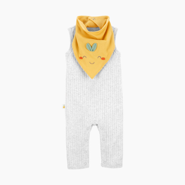 Carter's 2-Piece Jumpsuit & Bandana Bib Set - Grey, 3 M.