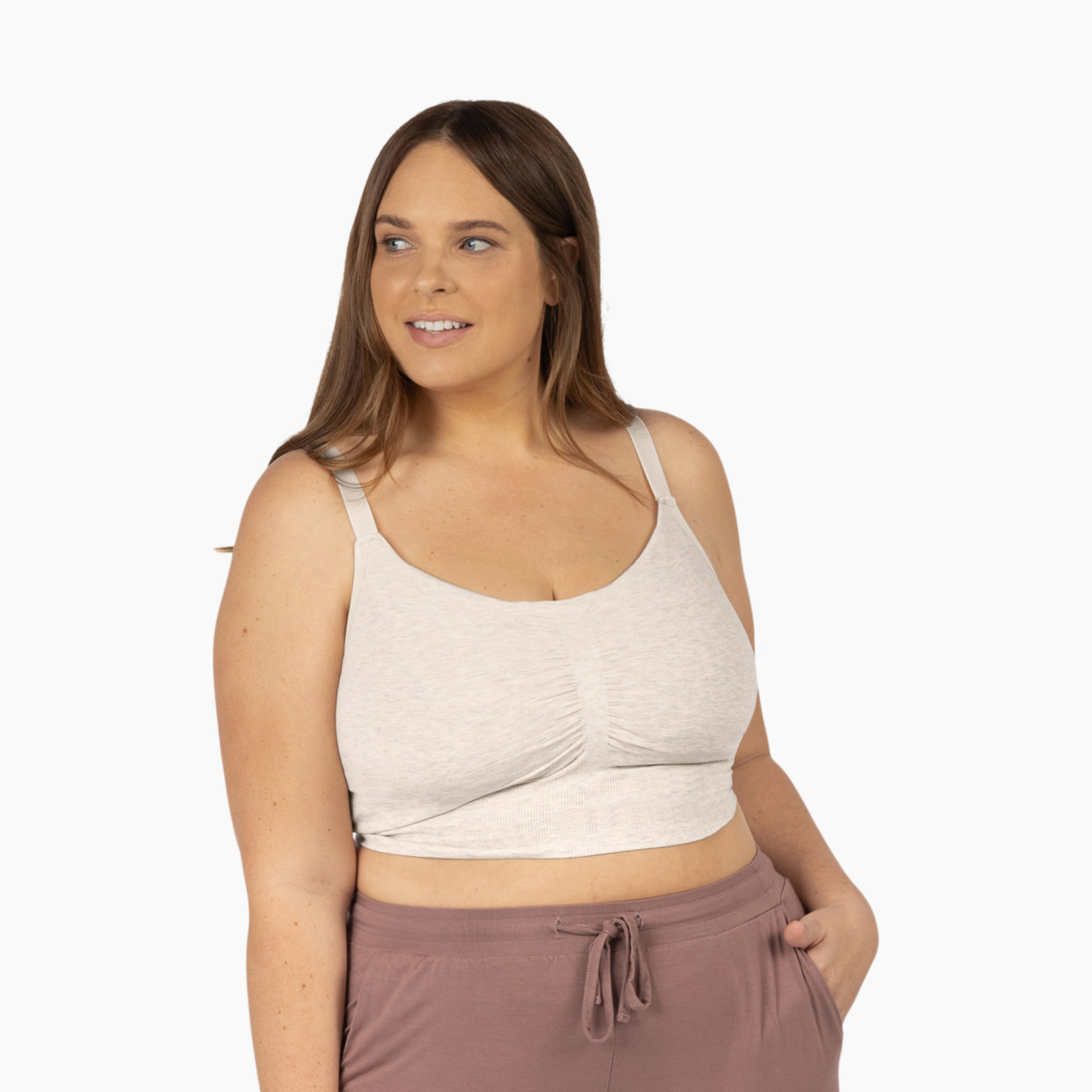Kindred Bravely Sublime Bamboo Hands-Free Pumping Lounge & Sleep Bra - Oatmeal Heather, Medium.