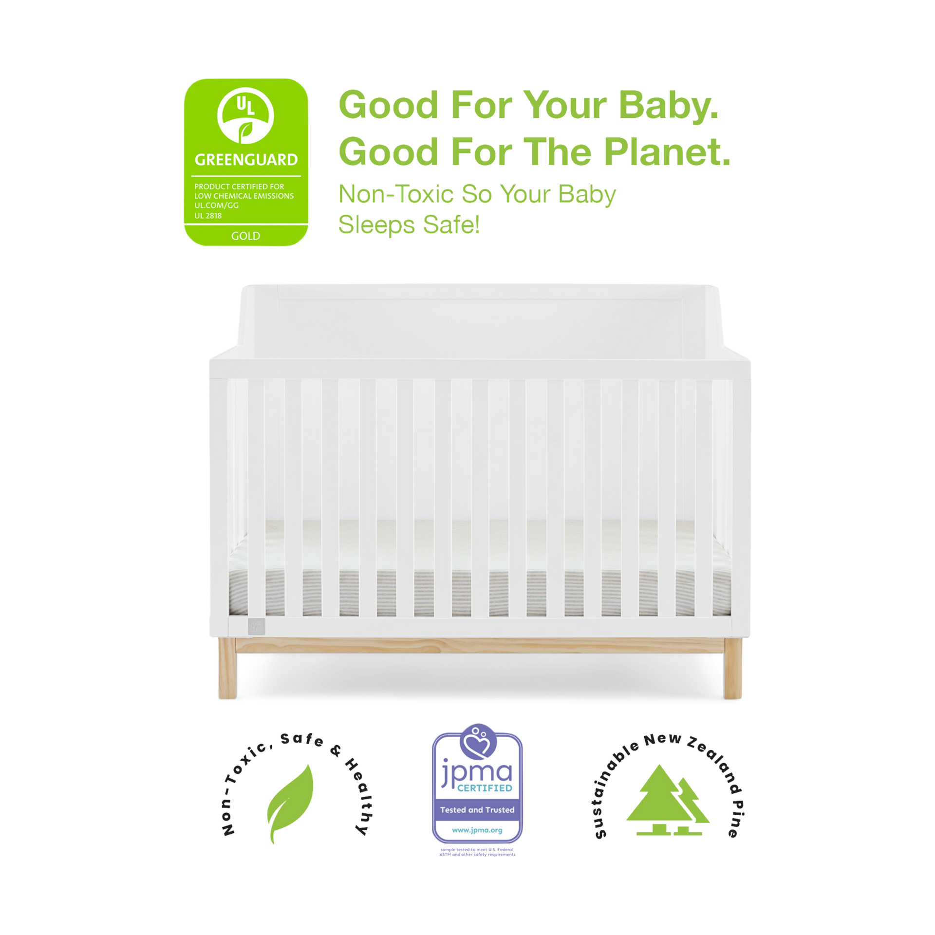 Delta Children babyGap Oxford 6-in-1 Convertible Crib - Bianca White/Natural.