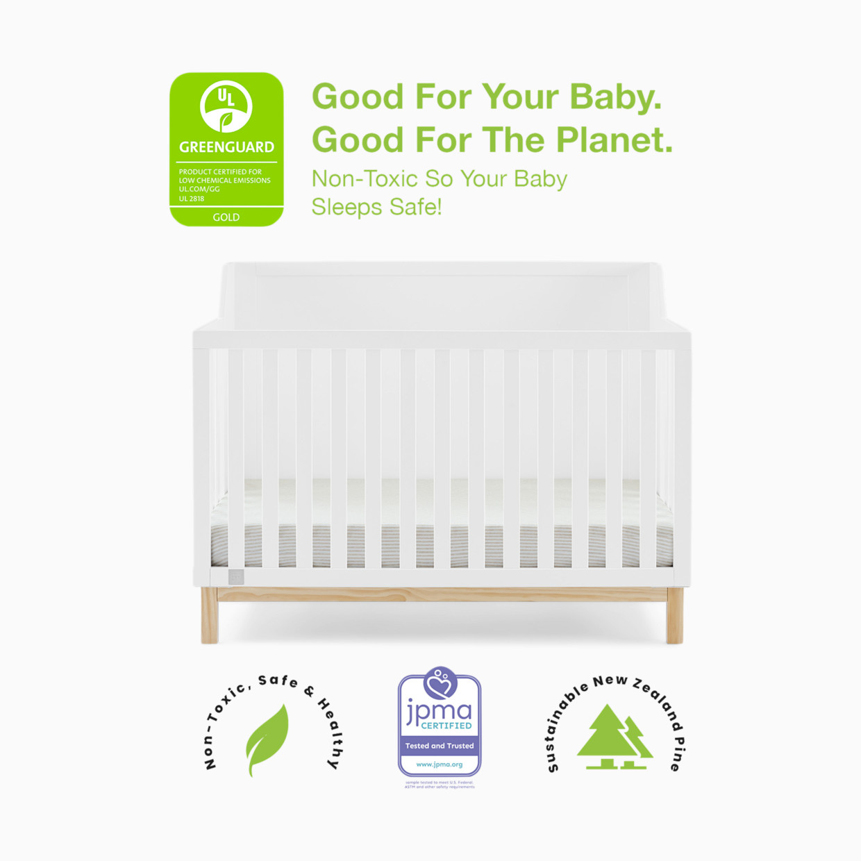 Delta Children babyGap Oxford 6-in-1 Convertible Crib - Bianca White/Natural.