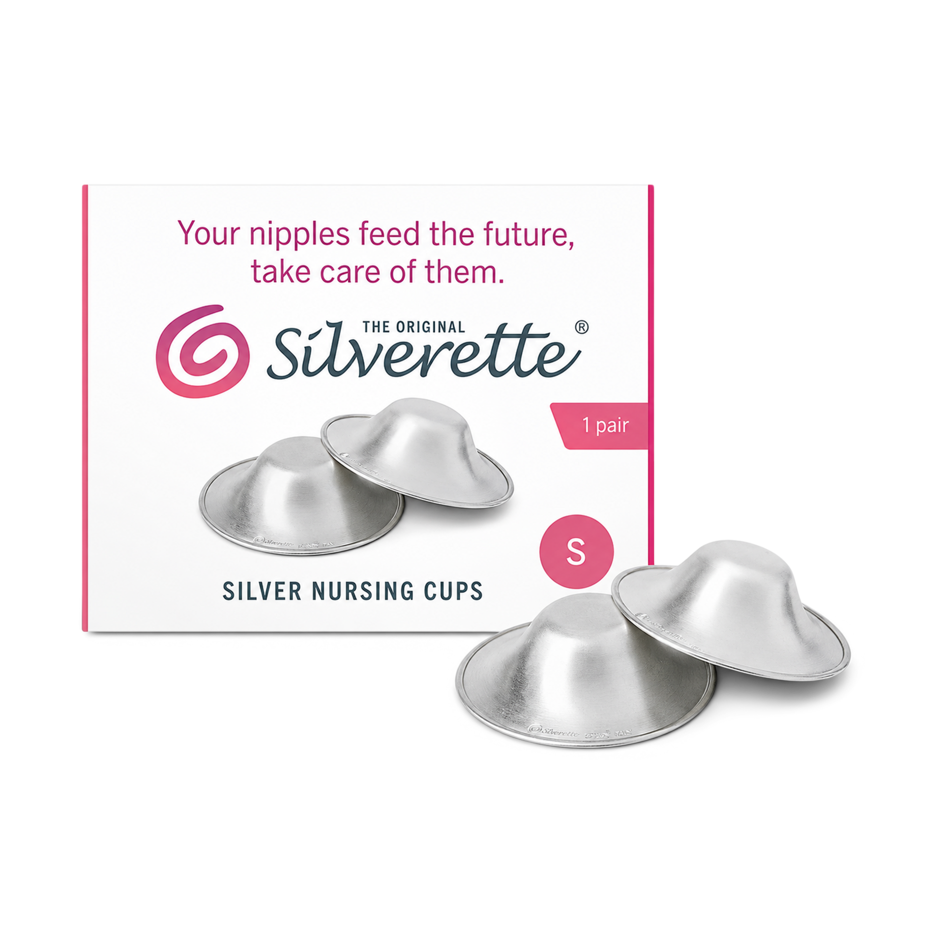 SILVERETTE® The Original Silver Nursing Cups, Nipple Covers for Breastfeeding Essentials, Model Number: 7300,Pure 925 Silver Nipple Shields for Breastfeeding, Lightweight Nursing Cups, Regular Size