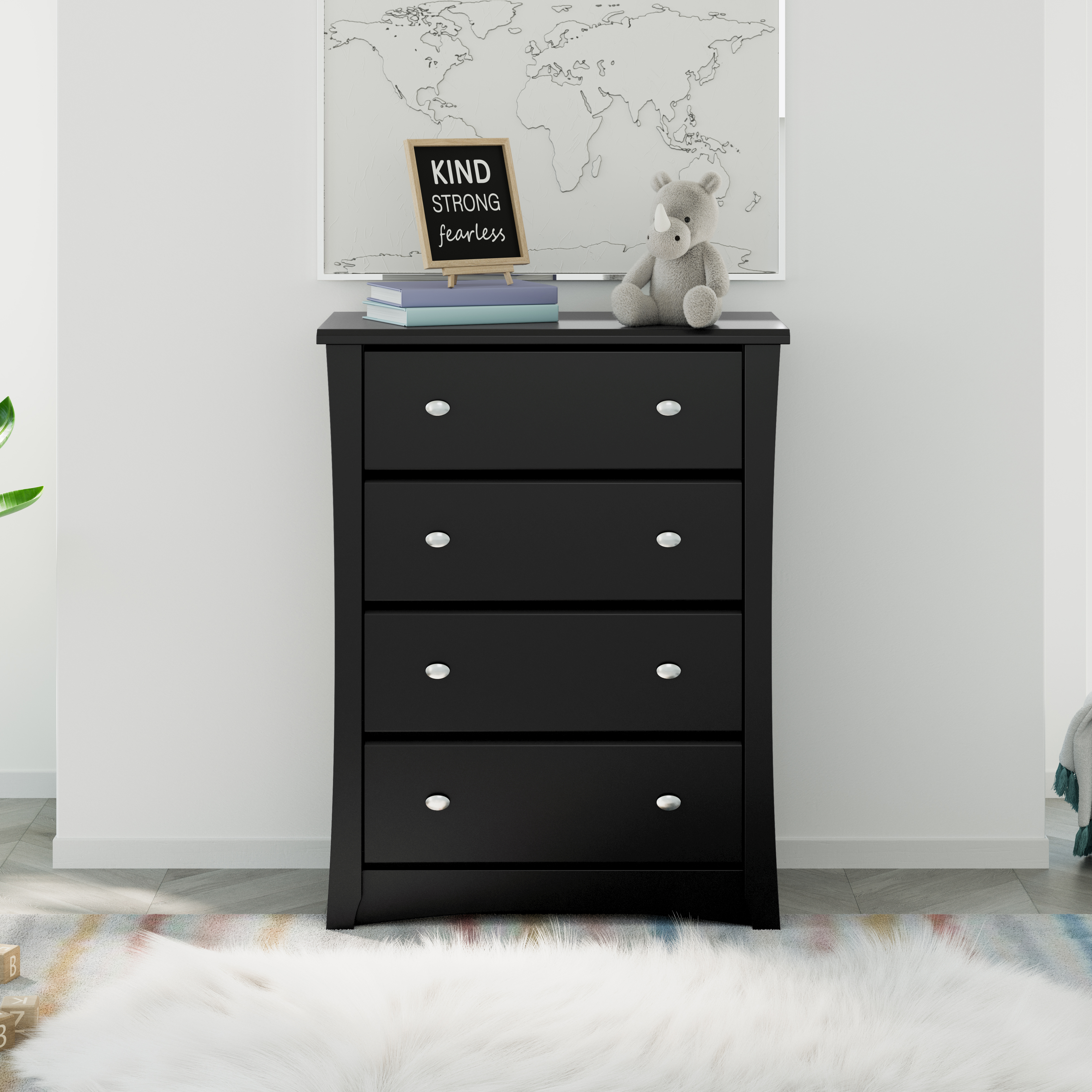 Storkcraft Crescent 4 Drawer Chest - Black.