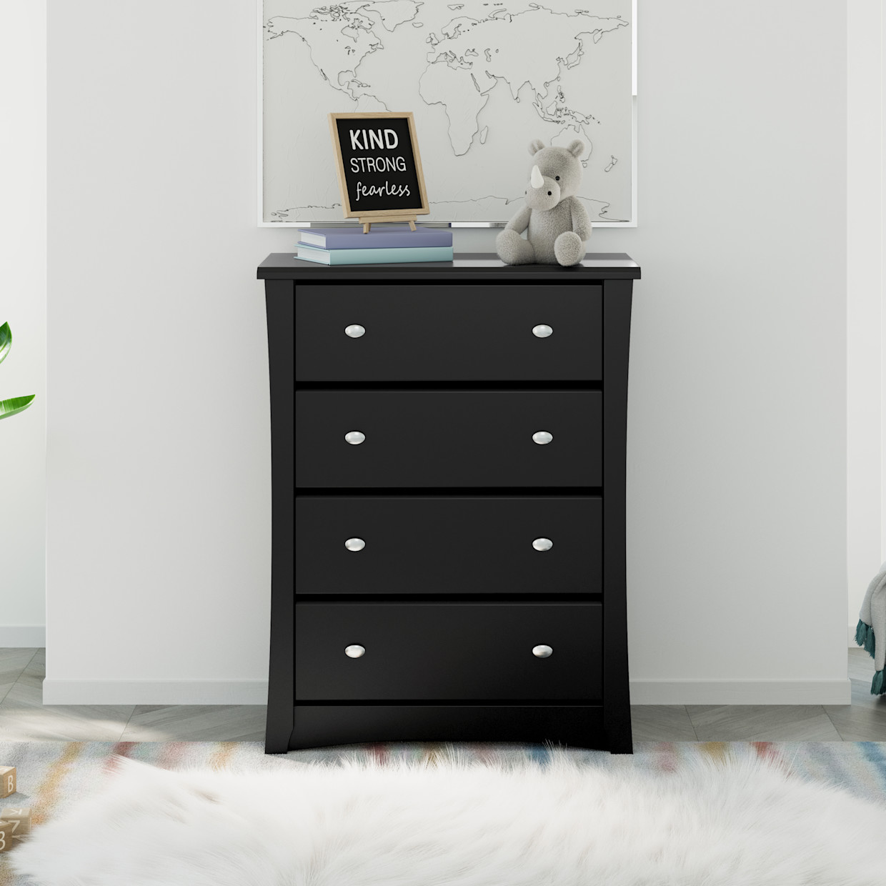 Storkcraft Crescent 4 Drawer Chest - Black.