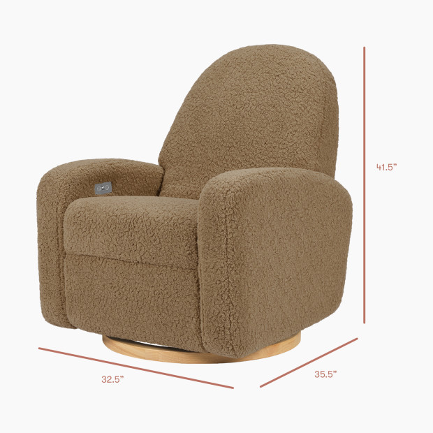 babyletto Nami Electronic Recliner and Swivel Glider - Cortado Shearling With Light Wood Base.