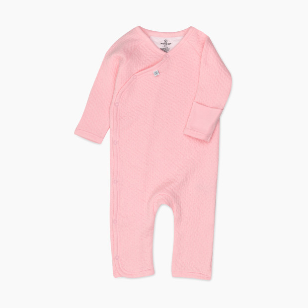 Honest Baby Clothing Organic Cotton Matelasse Side Snap Coverall - Pink, Nb.