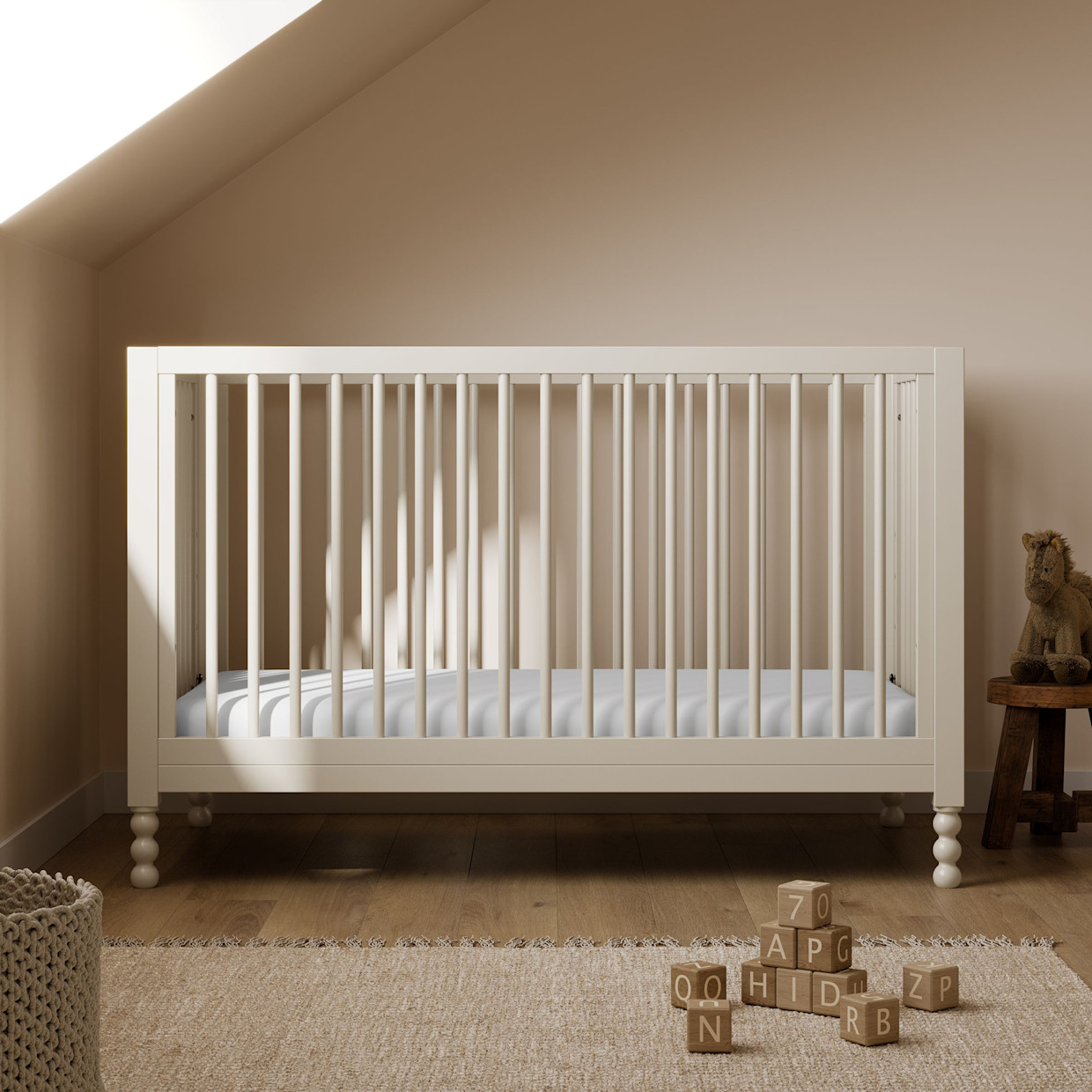 Storkcraft Rio 5-in-1 Convertible Crib - Frosted Oat.
