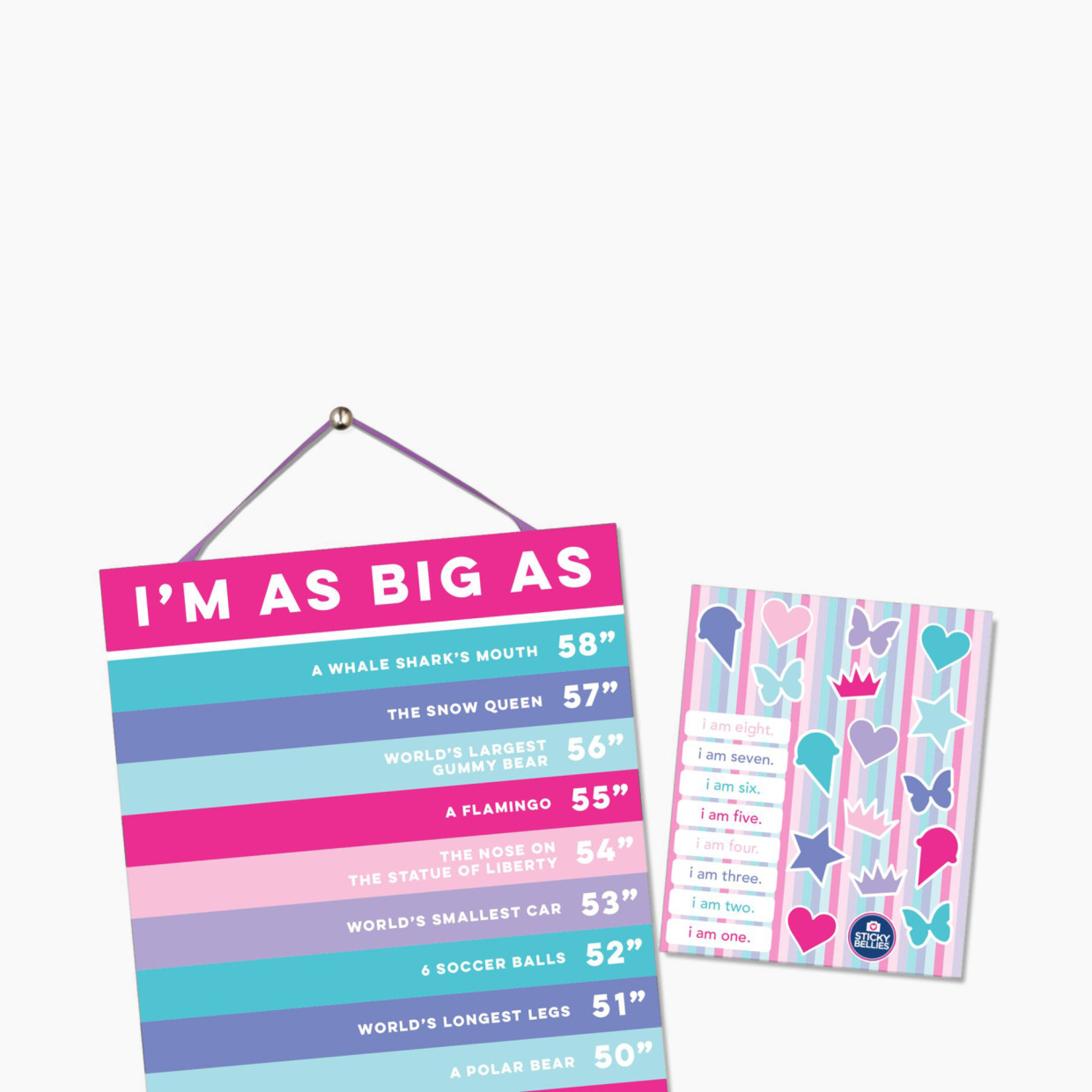 Sticky Bellies Happy Heights Growth Chart - Pink.