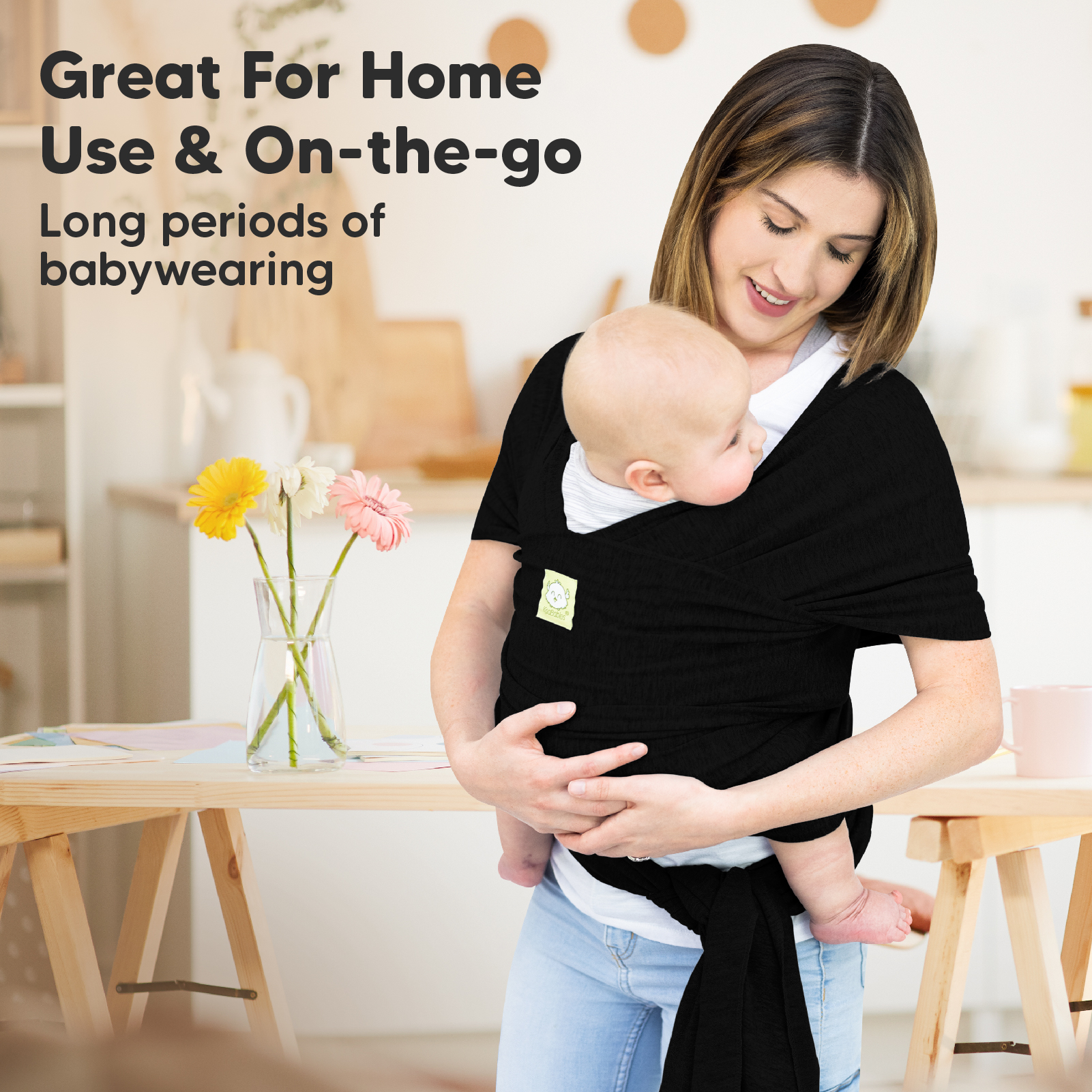 KeaBabies Wrap Carrier - Trendy Black.