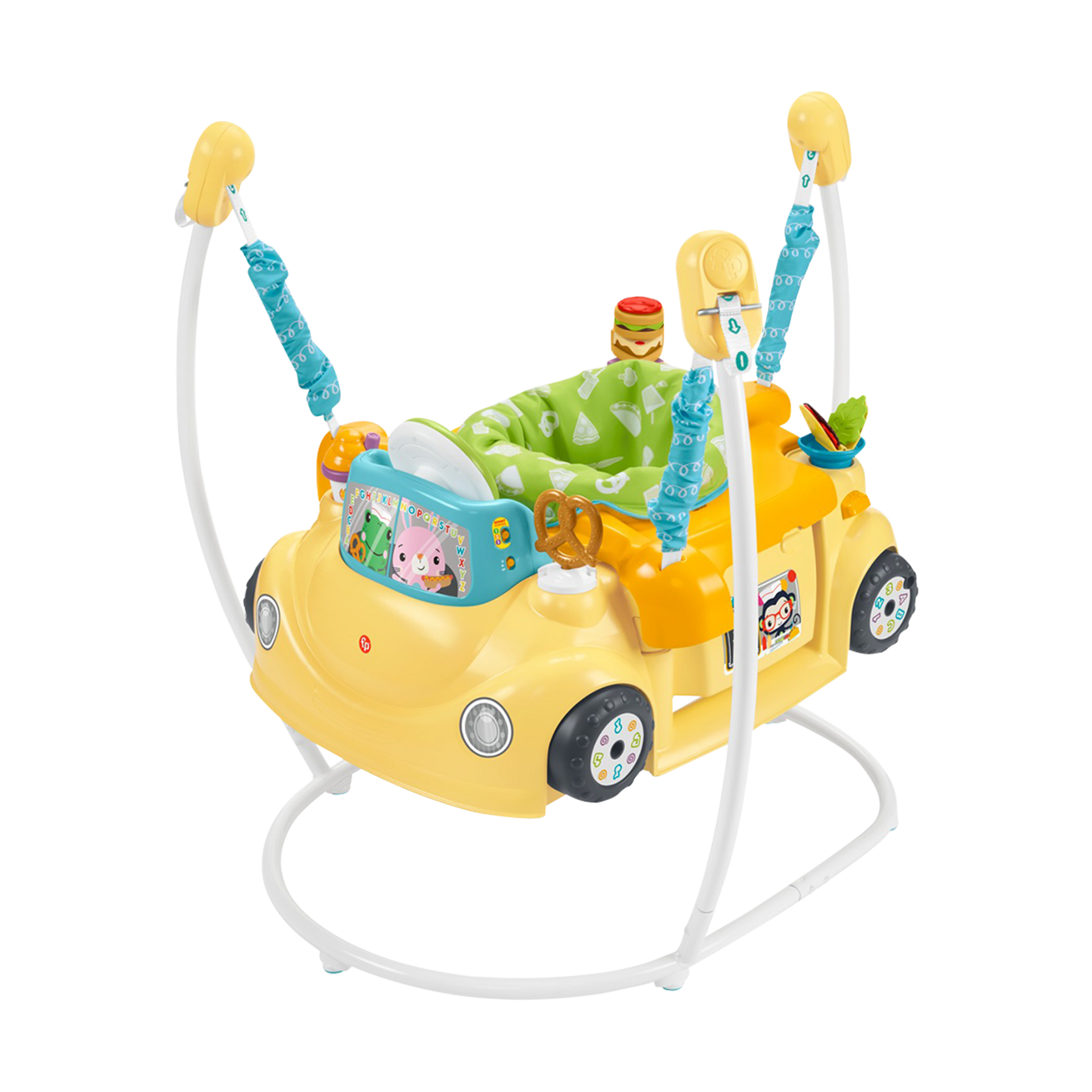 Fisher-Price Baby to Toddler Learning Toy 2-in-1 Servin’ Up Fun Jumperoo Activity Center with Music Lights and Shape Sorting Puzzle Play