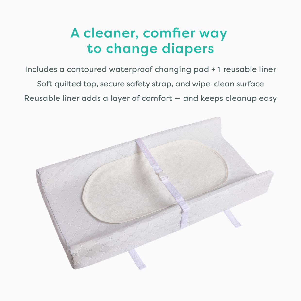 Sprucely 2-Sided Waterproof Changing Pad + Reusable Liner - White.