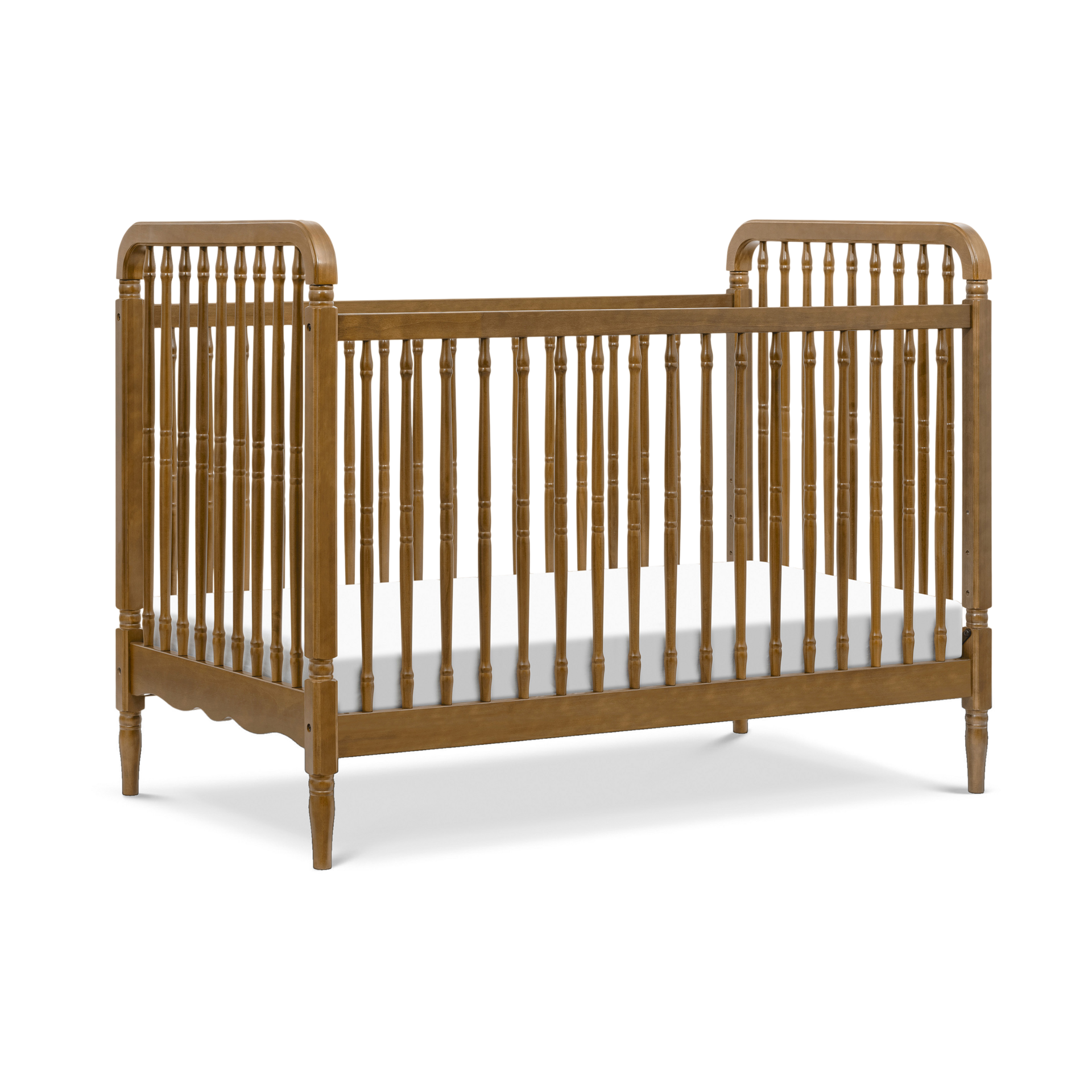 Namesake Liberty 3-in-1 Convertible Spindle Crib with Toddler Bed Conversion Kit - Natural Walnut.