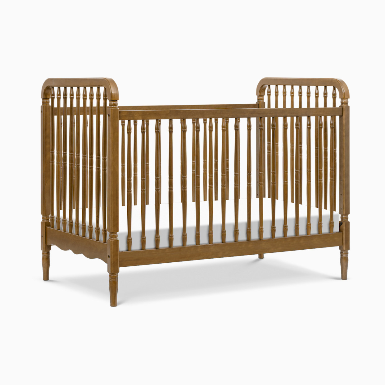 Namesake Liberty 3-in-1 Convertible Spindle Crib with Toddler Bed Conversion Kit - Natural Walnut.
