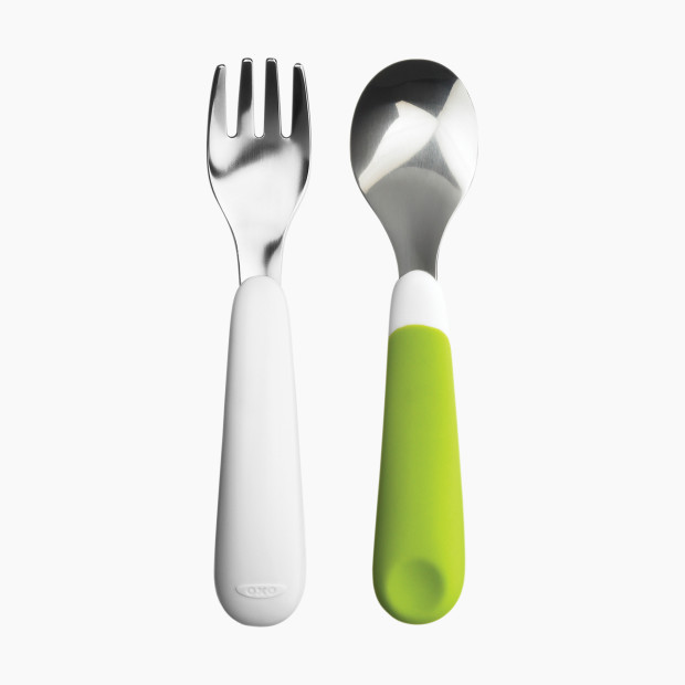 OXO Tot Fork and Spoon Set - Green.