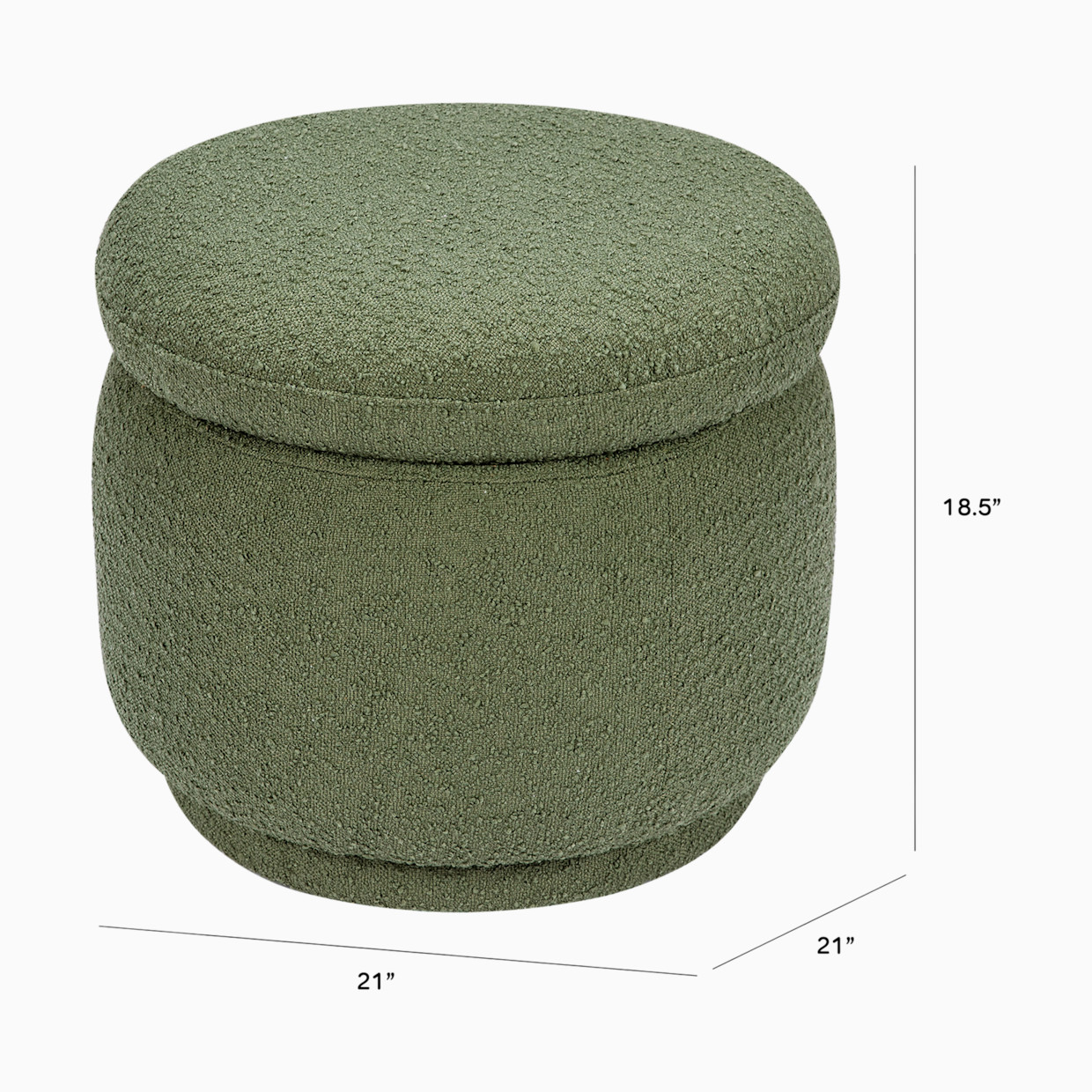 babyletto Enoki Storage Ottoman - Olive Boucle.