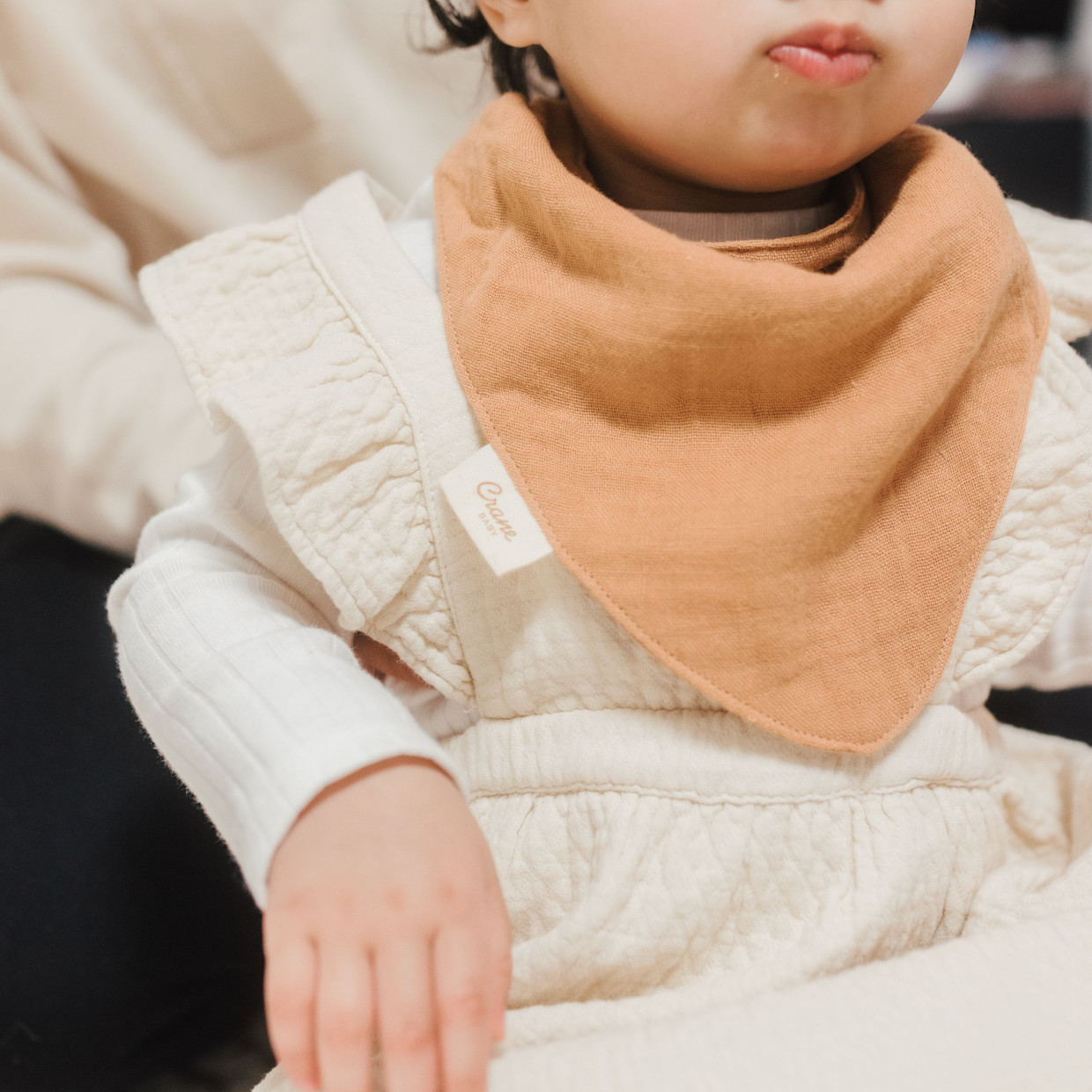 Crane Baby Cotton 4 Layer Muslin Bib Set (3 Pack) - Willow Ecru/Brown.