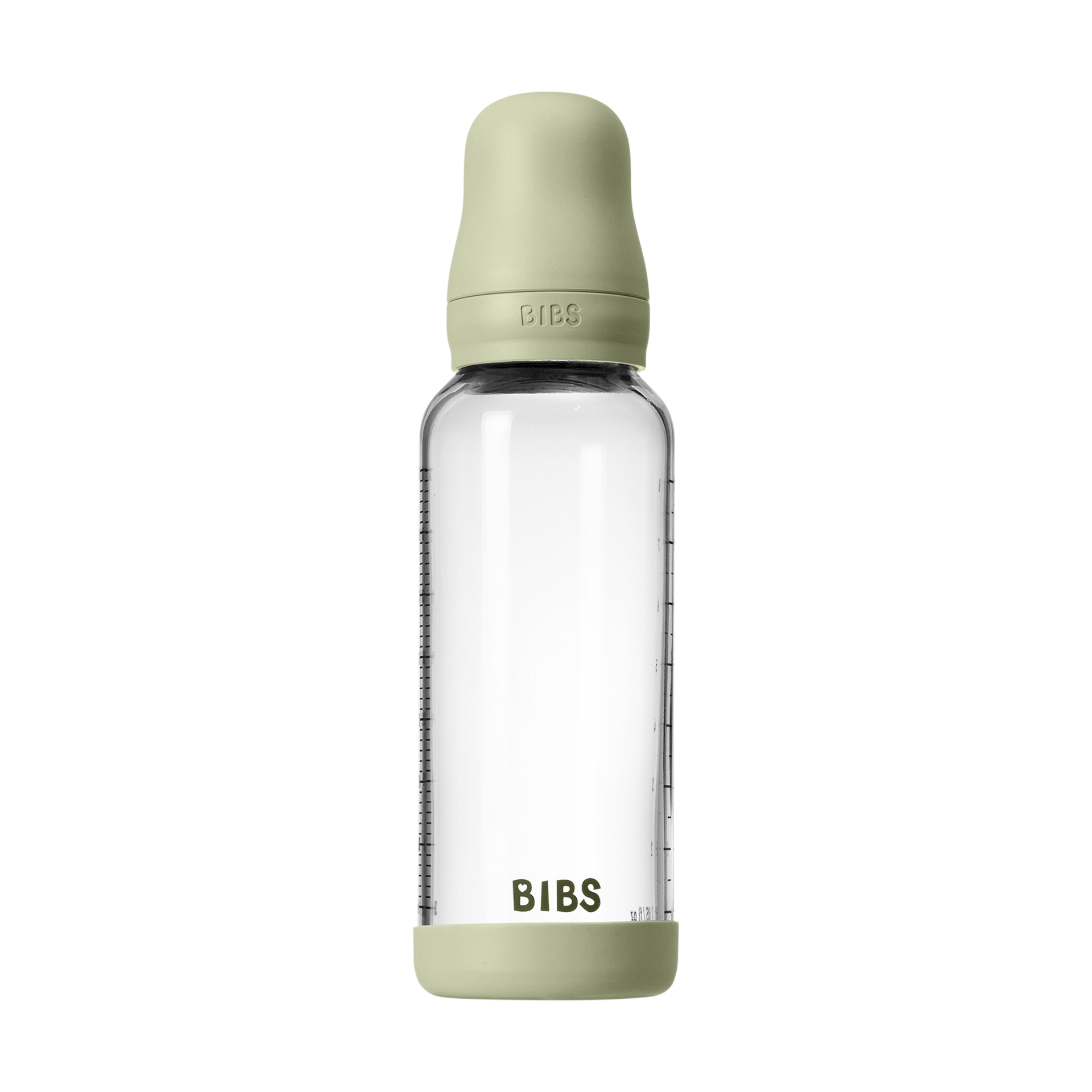 BIBS Baby Glass Bottle with Natural Rubber Nipple - Sage, 8oz.