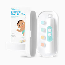 Frida Baby Electric Nail Buffer | Safe + Easy Baby Nail File, Baby Nail Clippers + Nail Trimmer Kit for Newborn, Toddler, Children's Fingernails/Toenails, 4 Buffer Pads, LED Light, Storage Case, White