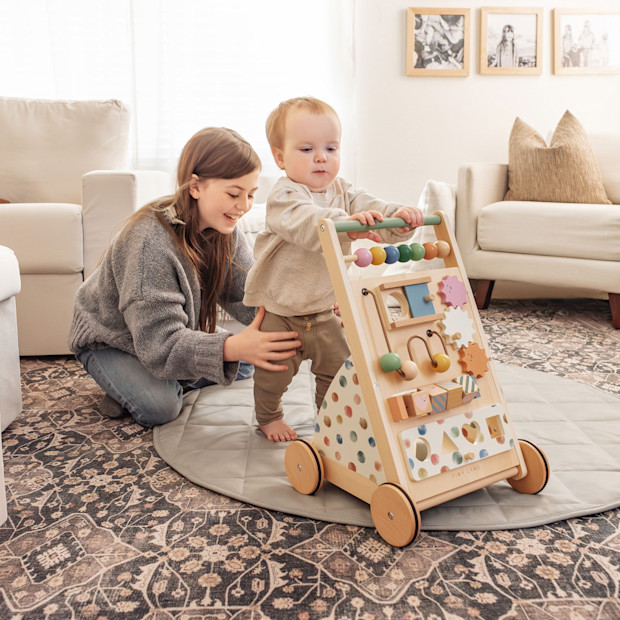 Tiny Land Versatile Natural Wooden Baby Walker.