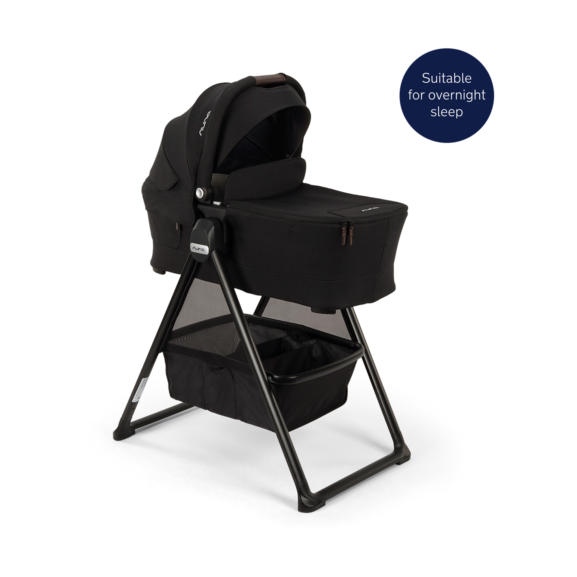Nuna SWIV & TRIV Series Bassinet + Stand - Caviar/Chocolate.