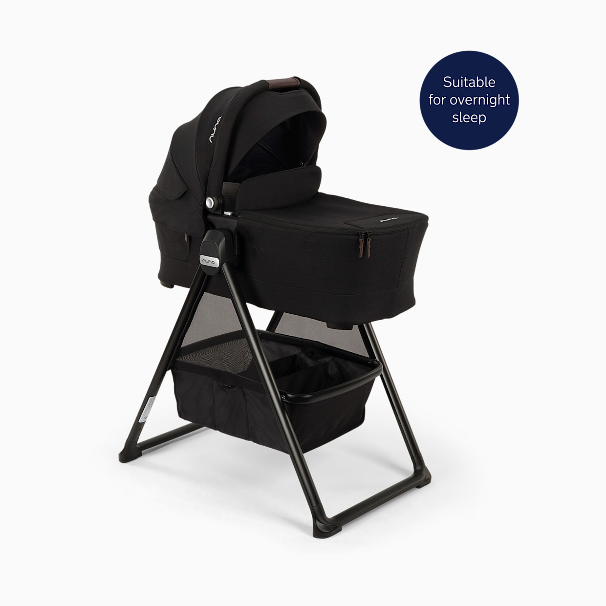 Nuna SWIV & TRIV Series Bassinet + Stand - Caviar/Chocolate.