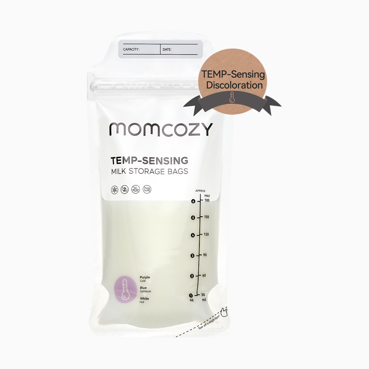 Momcozy Breastmilk Storage Bags - White, 120.