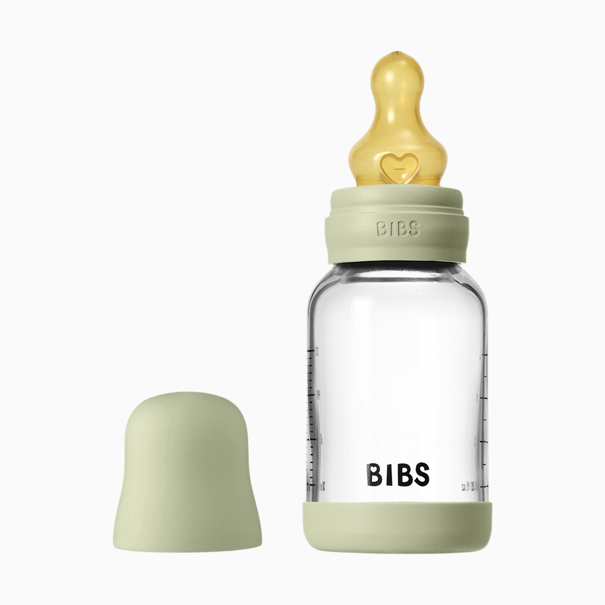 BIBS Baby Glass Bottle with Natural Rubber Nipple - Sage, 4oz.