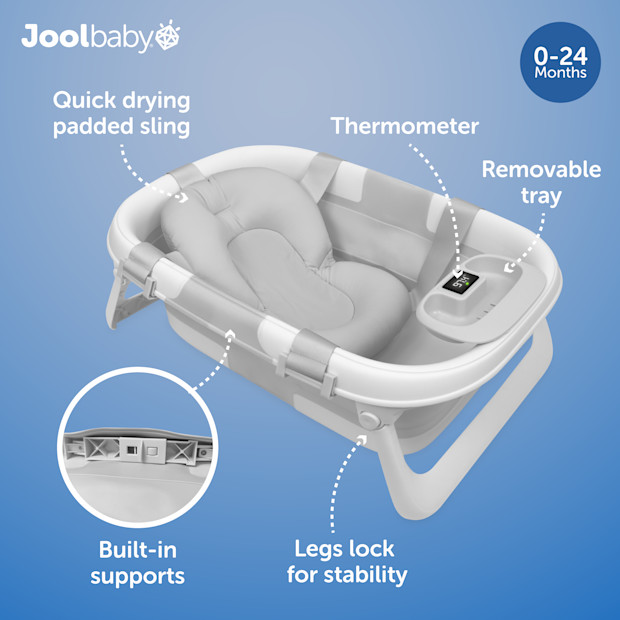 Jool Baby Fold ‘n Store Baby Bathtub With Built-in Thermometer.